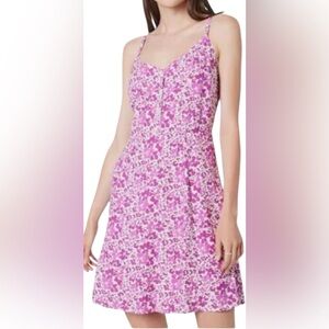 GAP Women’s V-Neck Sleeveless Button Front Smocked Back Floral Print Dress